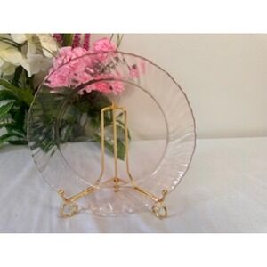 Arcoroc France Pink Swirl Dinner‎ Plate Vintage French Glassware Elegant Retro